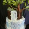2 tiered forst/ ocean lovers birthday cake- back side