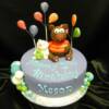 10" round Toopy and Binoo Birthday cake with balloons.