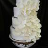 Four tier White Gardenia Petal Cake- side shot. 
This cake is sitting on display at The Wedding Cafe if you would like to see it close up.