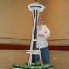 Seattle Spaceneedle Wedding Cake.
This cake stood 5 feet tall, made of fondant and cake with 45 cupcakes at the base of it. 