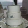 3 tiered Ivory Banded wedding cake delivered to Lake Okanagan Resort.
