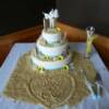3 tiered Beach Themed Wedding Cake with edible "Sand". 