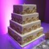 4 tier square Gold and Silver Fondant Scroll Wedding Cake. 