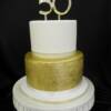 2 tier Gold Damask and Cream 50th Anniversary Cake. 