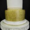 Close-up of the Gold Damask design that we added to this cake. 