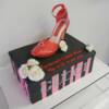 Side view of the Gucci Shoe Cake.
The "shoe box" was made with our Chocolate Chiffon cake and filled with our Raspberry Buttercream. 