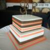 Burlap and Coral 2 tier Square wedding cake