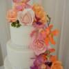 Close up of the top part of this 3 tier cake.