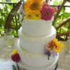 Lace and Wildflowers 3 tier wedding cake.