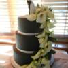 3 tier Black and White Wedding Cake with fresh Cala Liles