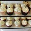 Close up of the Black and White cupcakes sitting on our Cupcake tower that is avaialable for rental. 